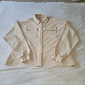 Bylt Serene Shacket Women's XL Button Up Top Beige L/S Athleisure Outdoors